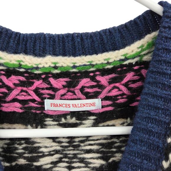 FRANCES VALENTINE MEDIUM LAMBSWOOL FAIR ISLE V-NECK KNIT SWEATER VEST - Picture 3 of 5